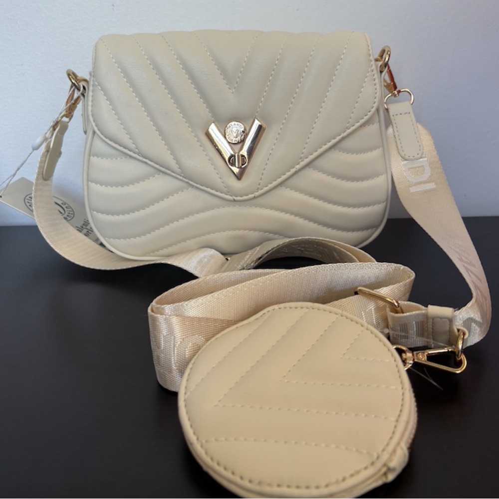 Valentino Orlandi Creamy White Quilted Crossbody Bag with Wallet